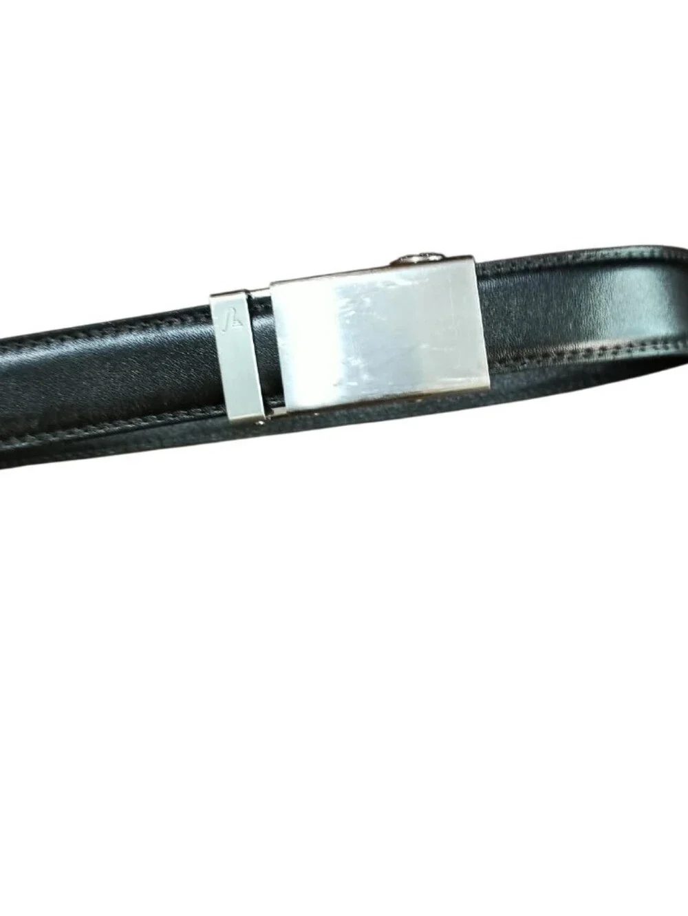 Mission Men's Black Genuine Leather Plaque Buckle Belt Size 40